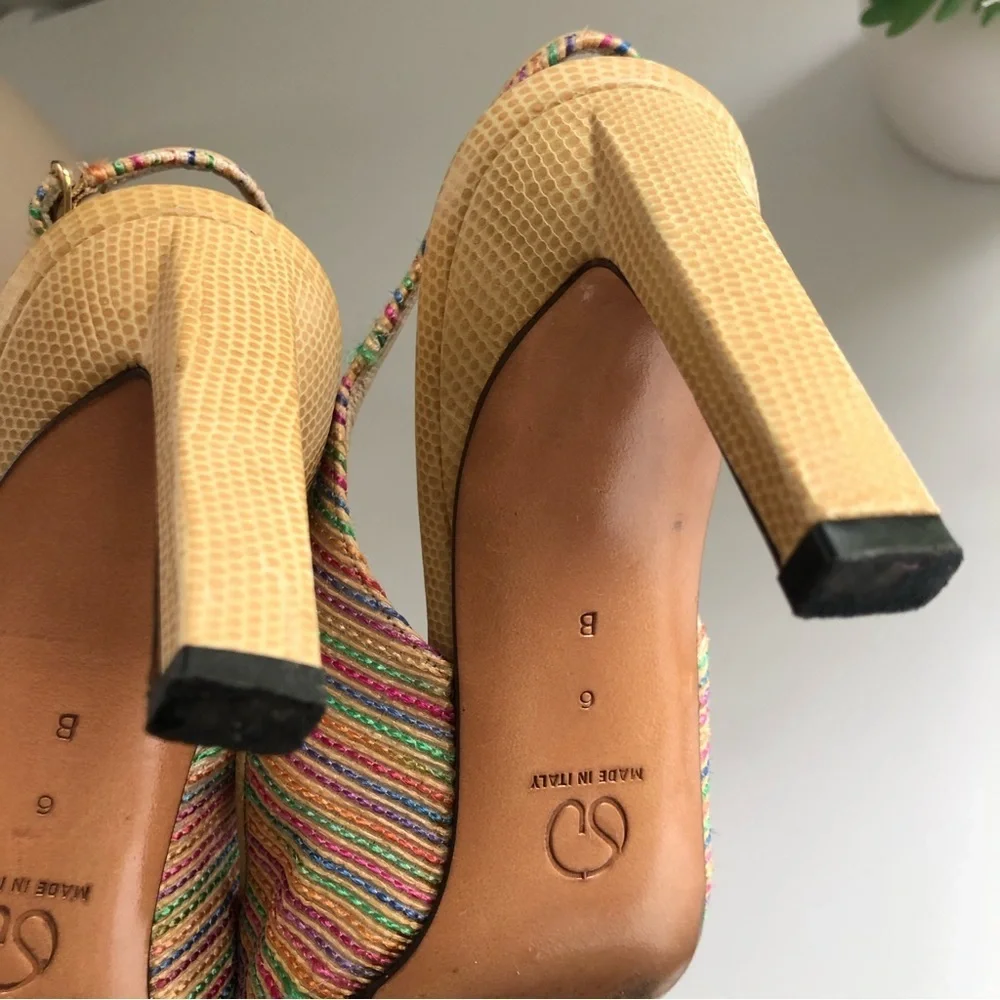 ST JOHN Women’s Slingback Heels Woven Multicolor Pointed Toe Rare Edition Size 6